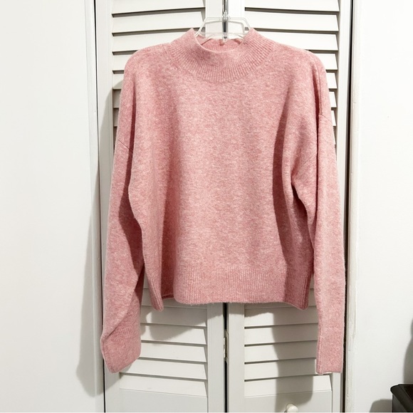 Woolen Bloom Pink Mock Neck Sweater Wool Acrylic Blend Size Large (L) - Picture 2 of 7